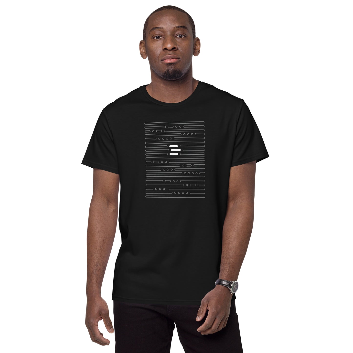 Dash “morse code” t-shirt, premium cotton - black