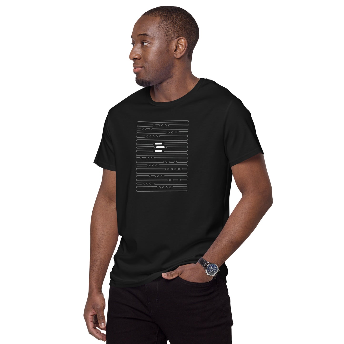 Dash “morse code” t-shirt, premium cotton - black