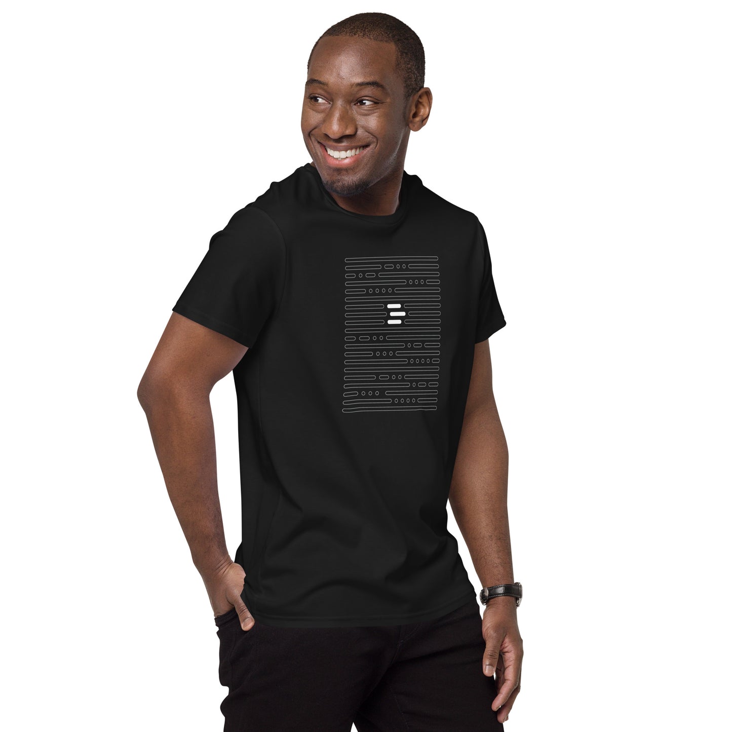 Dash “morse code” t-shirt, premium cotton - black