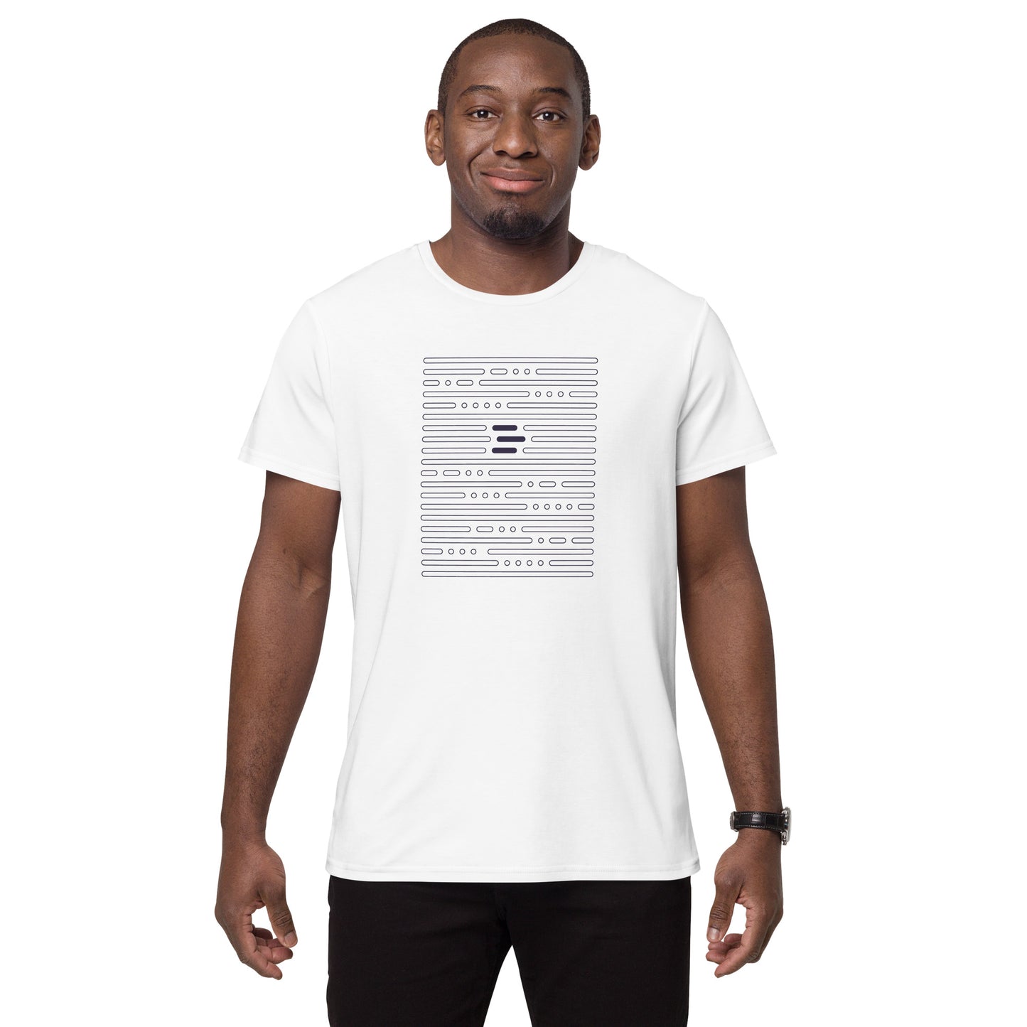 Dash “morse code” t-shirt, premium cotton - white